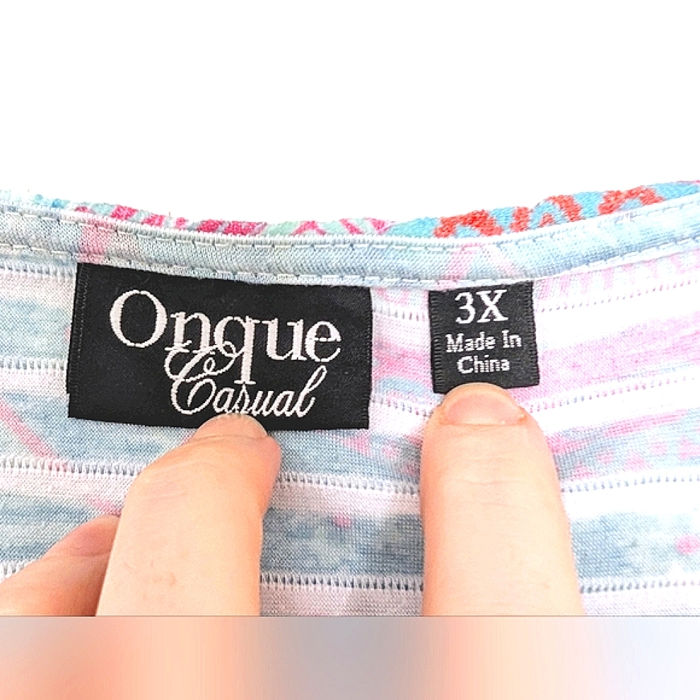 Onque Casuals 3XL Multicolor Patterned Top - Picture 3 of 4